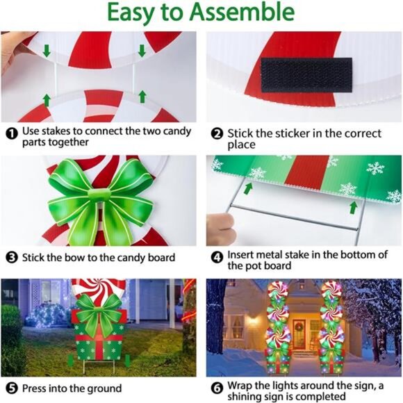 2 Sets Christmas Candy Yard Stakes Decorations Outdoor with...